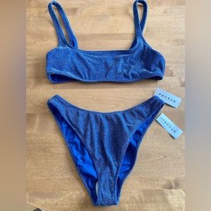 PacSun Eco Blue Bianca Sparkle Cropped Bikini TOP